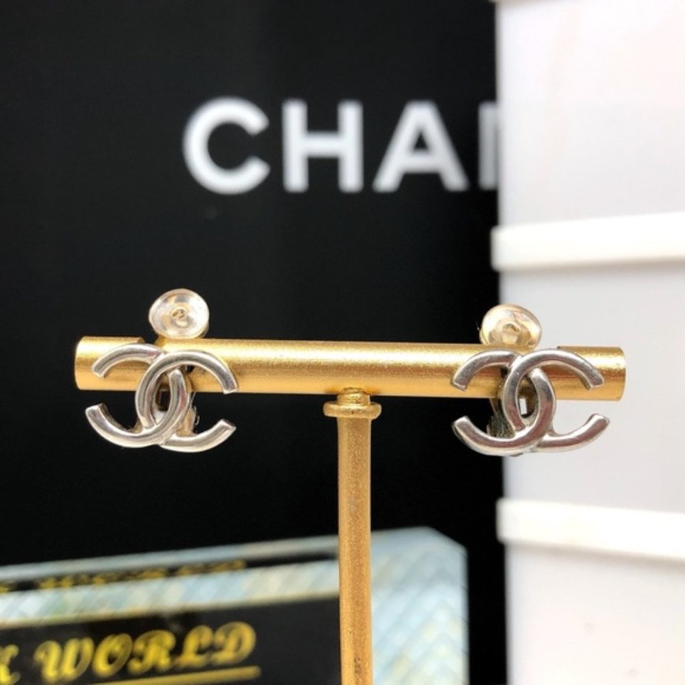 Vintage Silver Chanel Clip On Earrings